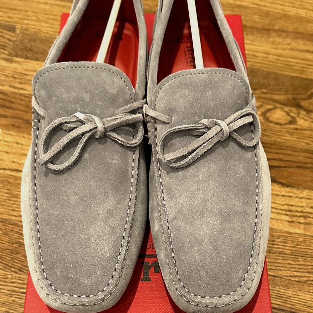 TOD’S Gray Suede Ferrari Edition Gommini Driving Loafers - New - Size 10